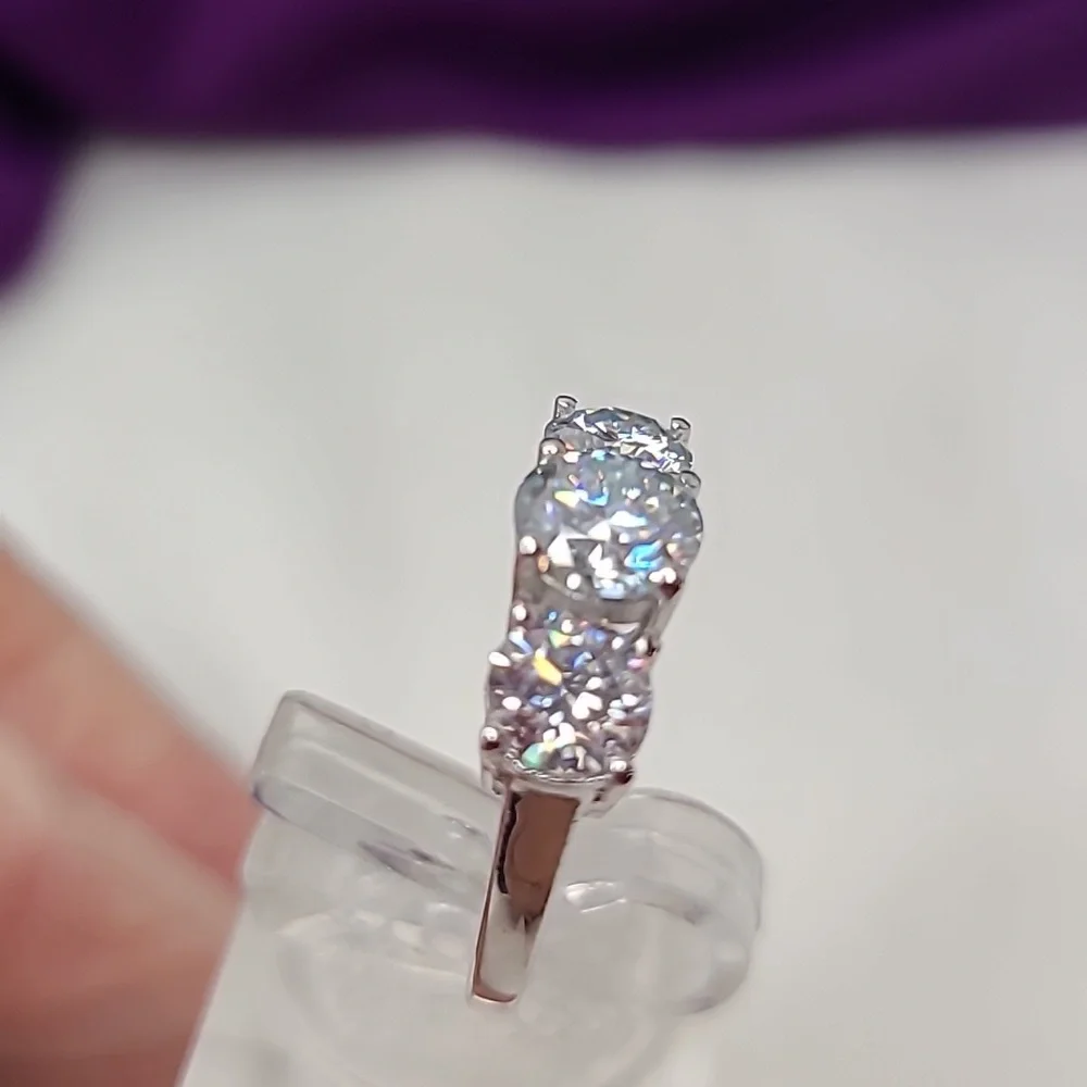 Moissanite 3 Stone 2.50 Carat Band Ring
